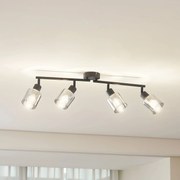 Lindby plafoniera Netty, a 4 luci, grigio, vetro