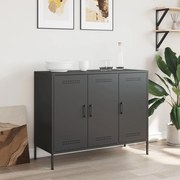 Credenza nera 100,5x39x79 cm in acciaio laminato a freddo