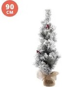 Albero di Natale innevato 90 cm con base in juta