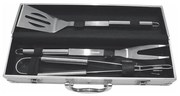 Fieldmann - Utensili per grigliare con valigetta 3 pezzi in acciaio inox