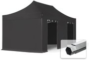 TOOLPORT 3x6m gazebo pieghevole PES con laterali, PROFESSIONAL alluminio, nero - (600221)