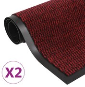 Tappeti Antipolvere 2 Pz Rettangolari Trapuntati 80x120cm Rossi /