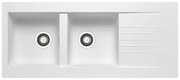 Lavello integrato 2 vasche in resina bianco DELINIA Scirocco L 50 x L 116 cm