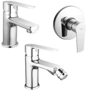 Set miscelatori lavabo bidet e doccia incasso cromato lucido Juliette