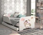 Letto per bambini MIKI 160 x 80 cm con motivo unicorno arcobaleno