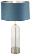 Lampada Scrivania Oxford Acciaio Ottone Velluto Verde Acqua 1 Luce E27