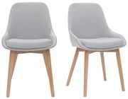 Sedie scandinave in tessuto grigio chiaro e legno massello chiaro (set di 2) HOLO