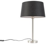 Lampada da tavolo moderna in acciaio con paralume nero 35 cm - Simplo