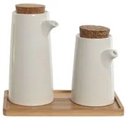 Set olio e aceto Home ESPRIT Bianco Bambù Gres 20,6 x 12 x 18 cm