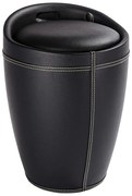 Cesto per la biancheria nero e sgabello in un unico pezzo Linen Look, 20 l Candy - Wenko