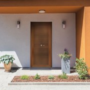 Portoncino d'ingresso in pvc Rustic1 L 90 x H 210 cm ciliegio apertura sinistra