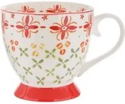 Tazza tè decoro rosso in New Bone China, 450 ml