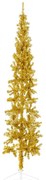 Albero di Natale Artificiale Sottile con Supporto Oro, 180cm