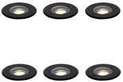 Set di 6 faretti da terra moderni neri 35 mm orientabili IP65 - Delux