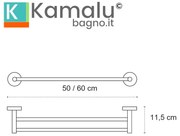 Kamalu - Portasalviette doppia barra 50cm in acciaio inox satinato | MIRA-S