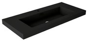 Lavabo da incasso con bordo a vista d'appoggio bacino al centro rettangolare Nantes L 101 x H 6 x P 46 cm in resina nero