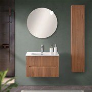 Mobile bagno sospeso cannettato 70 cm noce canaletto con specchio   Bali