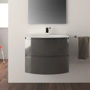 Mobile da bagno sotto lavabo BADEN HAUS Vague grigio laccato lucido L 70 x H 55 x P 50 cm 2 cassetti, lavabo non incluso