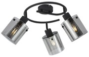 Faretto da soffitto di design nero con vetro fumé rotondo a 3 luci - Domo