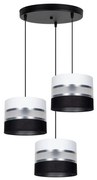 Lampadario a sospensione con filo CORAL 3xE27/60W/230V nero/bianco/cromo diametro 45 cm