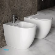 Alice Ceramica "Form" Coppia Di Sanitari Da Terra Filo Muro Senza Brida Bianco Lucido