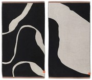 Asciugamani bianchi e neri in set da 2 pezzi in cotone biologico 50x90 cm Nova Arte - Mette Ditmer Denmark