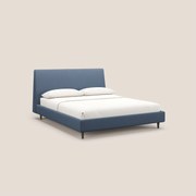 Dorotea letto imbottito con piedi in legno in morbido bouclé impermeabile T07 blu