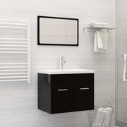 Set mobili da bagno 2pz nero lucido in truciolato