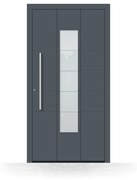 Portoncino ingresso alluminio, con vetro, grigio antracite RAL 7016, isolamento termico, Schüco, modello Trani, configura individualmente