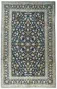 Kashan Tappeto 250x400 Blu (Iran) Annodato A Mano