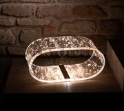 Lampada da tavolo in acrilico futura con foglie rame led  luce natu...