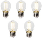 Set di 5 E27 3-staps dimbaar LED lamp P45 helder glas 5W 470 lm 2700K