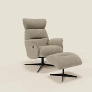 Lunor Poltrona relax reclinabile con pouf poggia-piedi in tessuto bouclé impermeabile T07 beige