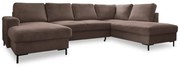 Divano letto in velluto a coste marrone (angolo destro) Lofty Lilly - Miuform