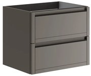 Mobile da bagno sospeso sotto lavabo L 59.5 x H 50 x P 45.5 cm grigio opaco, 2 cassetti Tratto