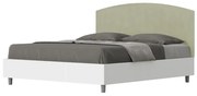 Letto contenitore da 160x200 in legno bianco e testata in microfibra tč verde Antilia