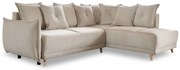 Divano letto angolare in velluto a coste beige (angolo destro) Lazy Lukka - Miuform