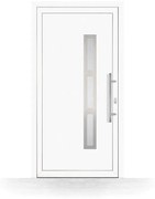 Portoncino ingresso con vetro, pvc, doppi vetri, bianco, 760 x 1885 mm ou su misura, modello Foligno, configura individualmente