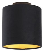 Plafoniera con paralume in velluto nero e oro 20 cm - Combi Black