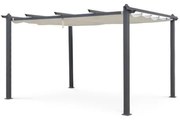 Pergola 3x4 In Alluminio Gazebo Antracite Telo Copertura Scorrevole Ecrù