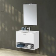 Mobile bagno sospeso 80 bianco con lavabo e specchio LED   Martha