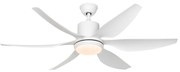 Ventilatore da soffitto bianco 137 cm con LED dimmerabile e telecomando - Tak