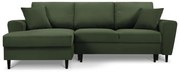 Divano letto in velluto a coste verde, angolo sinistro Moghan - Micadoni Home