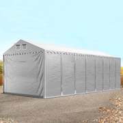 TOOLPORT 4x24 m tenda capannone, altezza 2,6m, PVC 800, telaio perimetrale, grigio, con statica (sottofondo in terra) - (49846)