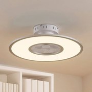Lindby ventilatore da soffitto LED Romea, rotondo, CC, silenzioso, 60 cm Romea Lindby, dimmerabile, Alluminio / Grigio / Zincato, Soggiorno / Sala da pranzo, Plastica, Moderno