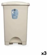 Cestino a pedale Beige Plastica 50 L (3 Unità)