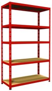 Scaffale in kit 5 ripiani Pokerino L 120 x P 50 x H 200 cm rosso, portata per ripiano 250 kg