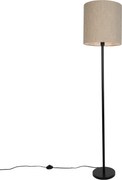 Lampada da terra moderna nera con paralume bouclé beige 40cm - Simplo