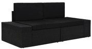 Divano modulare a 2 posti in polyrattan nero