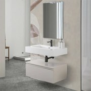 Mobile bagno sospeso 80 cm grigio perla con lavabo e specchio   Iside